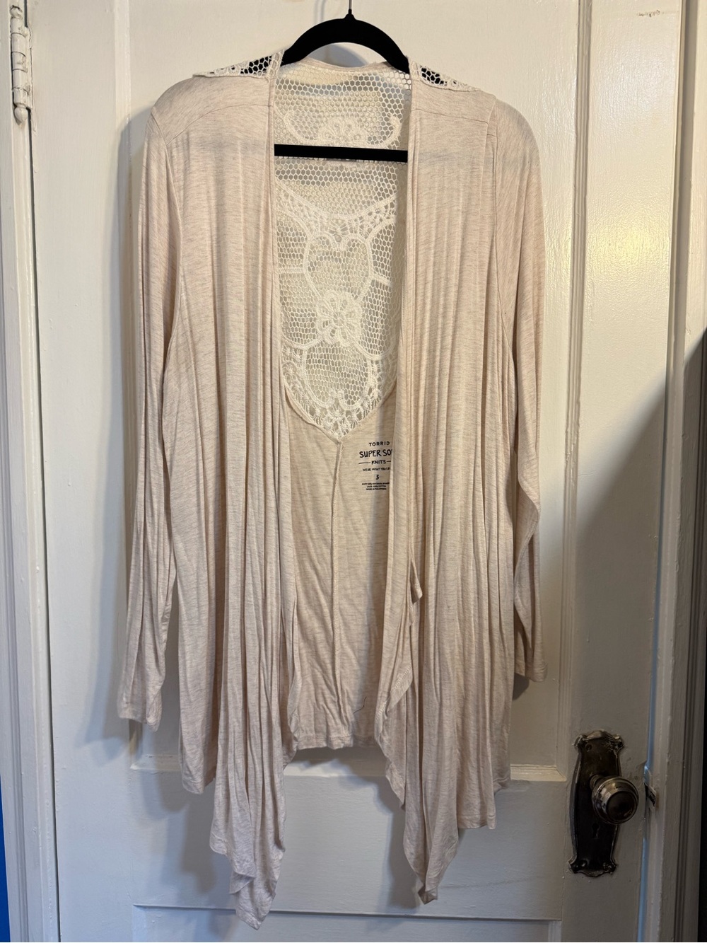 torrid Cream Lace-Back Open-Front Cardigan